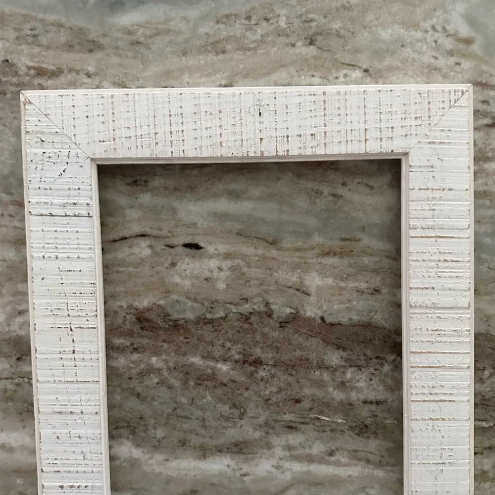 White Decorative Distressed Wood Frame - Farmhouse, Shabby Chic